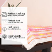 Aztec Orange Woven Fabric Table Cover with Lace